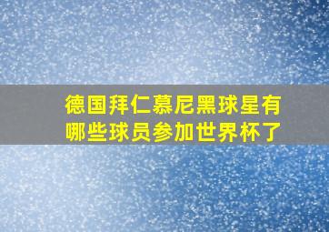 德国拜仁慕尼黑球星有哪些球员参加世界杯了