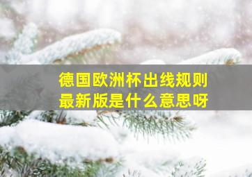 德国欧洲杯出线规则最新版是什么意思呀