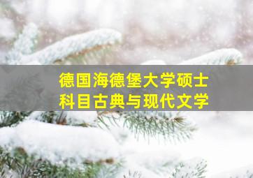 德国海德堡大学硕士科目古典与现代文学