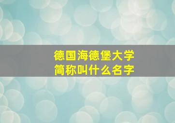 德国海德堡大学简称叫什么名字