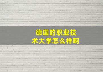 德国的职业技术大学怎么样啊