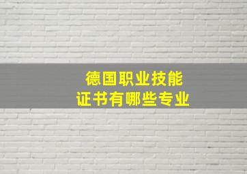 德国职业技能证书有哪些专业