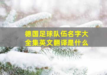 德国足球队伍名字大全集英文翻译是什么