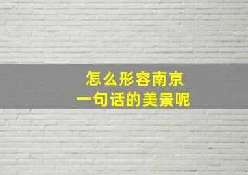 怎么形容南京一句话的美景呢