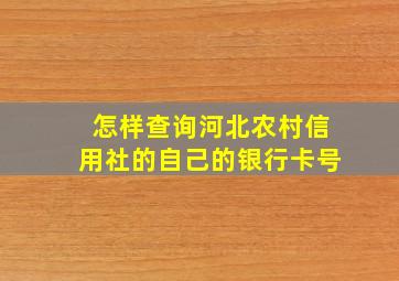 怎样查询河北农村信用社的自己的银行卡号