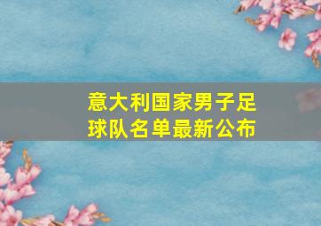 意大利国家男子足球队名单最新公布