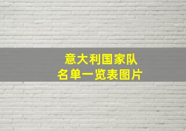 意大利国家队名单一览表图片