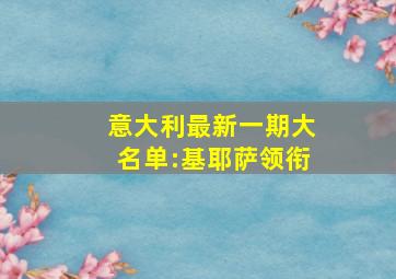 意大利最新一期大名单:基耶萨领衔