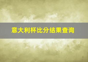 意大利杯比分结果查询