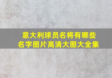 意大利球员名将有哪些名字图片高清大图大全集