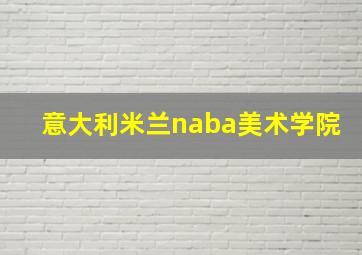 意大利米兰naba美术学院