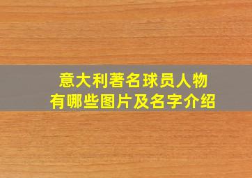 意大利著名球员人物有哪些图片及名字介绍