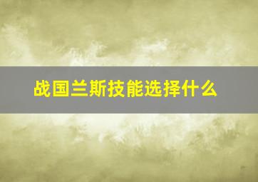 战国兰斯技能选择什么