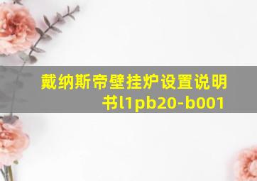 戴纳斯帝壁挂炉设置说明书l1pb20-b001