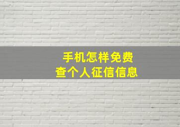 手机怎样免费查个人征信信息