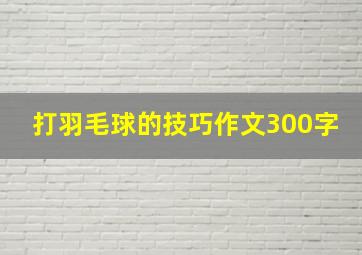 打羽毛球的技巧作文300字