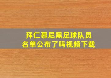 拜仁慕尼黑足球队员名单公布了吗视频下载