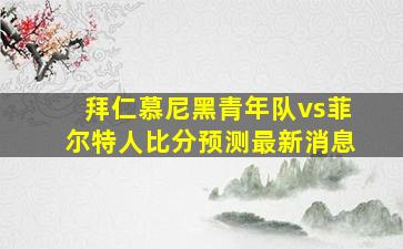 拜仁慕尼黑青年队vs菲尔特人比分预测最新消息