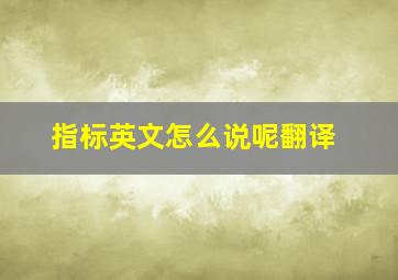 指标英文怎么说呢翻译