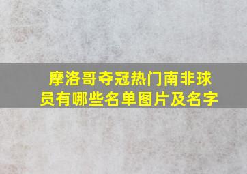 摩洛哥夺冠热门南非球员有哪些名单图片及名字