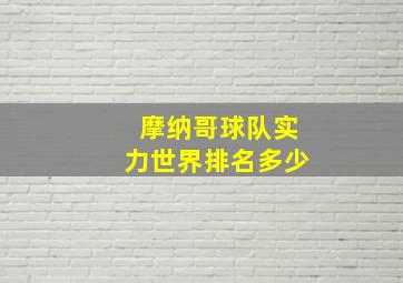 摩纳哥球队实力世界排名多少