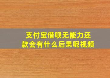 支付宝借呗无能力还款会有什么后果呢视频