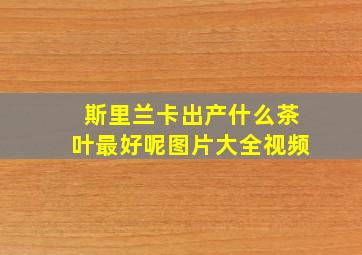 斯里兰卡出产什么茶叶最好呢图片大全视频