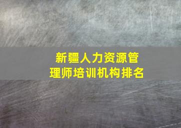 新疆人力资源管理师培训机构排名