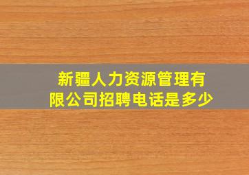 新疆人力资源管理有限公司招聘电话是多少