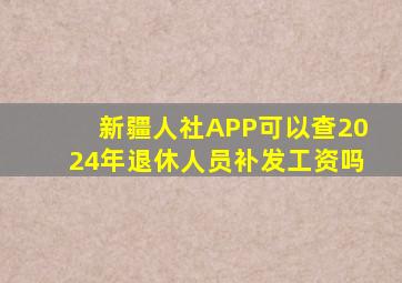 新疆人社APP可以查2024年退休人员补发工资吗