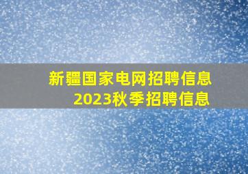 新疆国家电网招聘信息2023秋季招聘信息