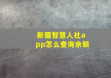 新疆智慧人社app怎么查询余额