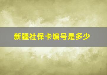 新疆社保卡编号是多少