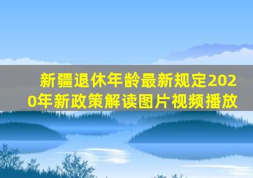 新疆退休年龄最新规定2020年新政策解读图片视频播放