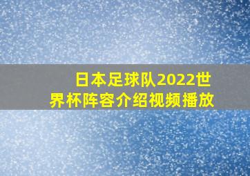 日本足球队2022世界杯阵容介绍视频播放