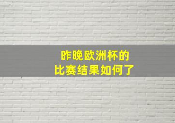 昨晚欧洲杯的比赛结果如何了