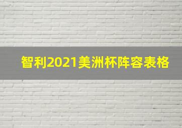 智利2021美洲杯阵容表格