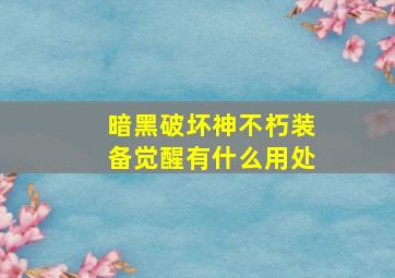 暗黑破坏神不朽装备觉醒有什么用处