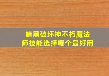 暗黑破坏神不朽魔法师技能选择哪个最好用