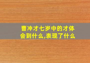 曹冲才七岁中的才体会到什么,表现了什么