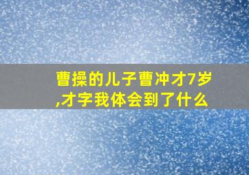 曹操的儿子曹冲才7岁,才字我体会到了什么