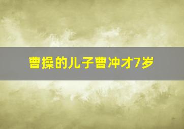 曹操的儿子曹冲才7岁