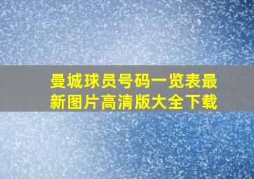 曼城球员号码一览表最新图片高清版大全下载