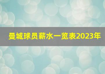 曼城球员薪水一览表2023年