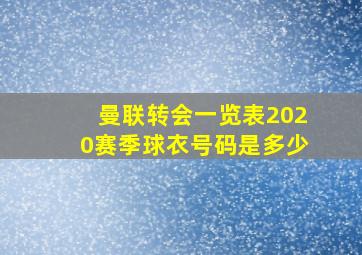 曼联转会一览表2020赛季球衣号码是多少