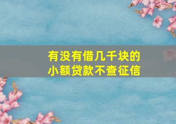 有没有借几千块的小额贷款不查征信