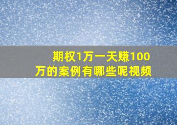 期权1万一天赚100万的案例有哪些呢视频