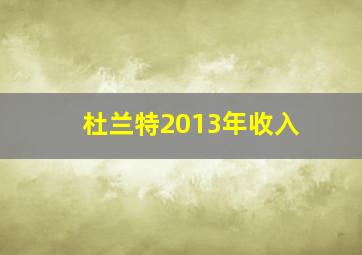 杜兰特2013年收入