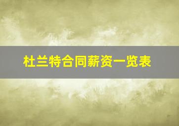 杜兰特合同薪资一览表