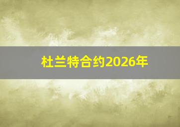 杜兰特合约2026年